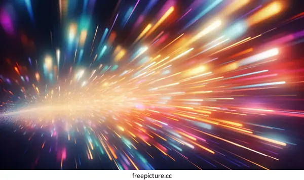 Colorful streaks of light in space