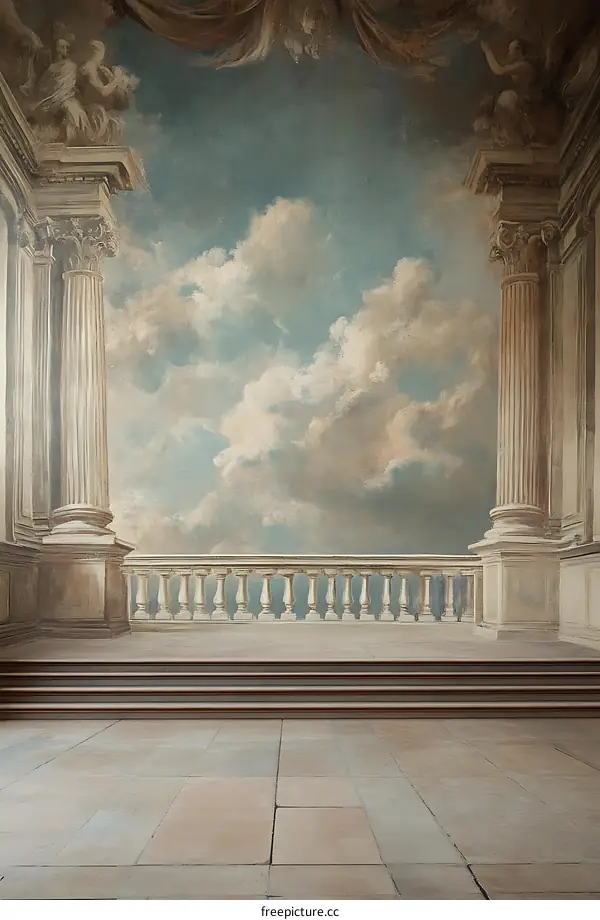 Balcony with a Sky Mural