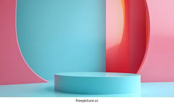 Abstract Minimalist 3D  Background with Pastel Colors and Platform