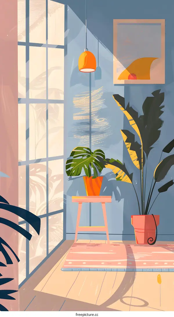 Sunlit Interior Design with Plants and a Window