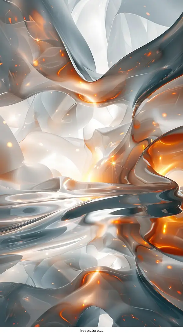 Abstract Flowing Liquid Metal Art