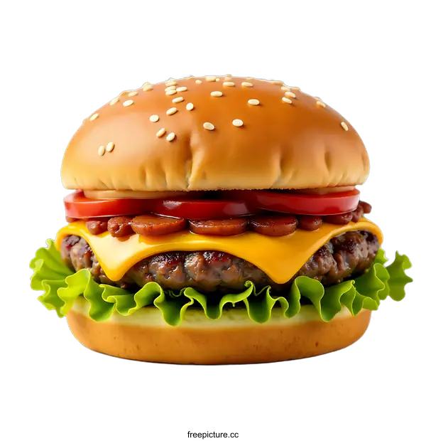 [Transparent Background PNG]Delicious Cheeseburger on transparent background