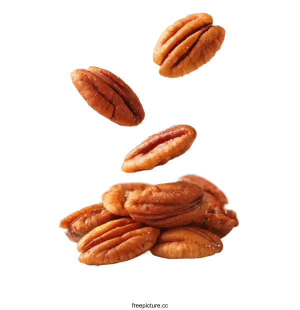[Transparent Background PNG]Pecans Falling, Delicious Nuts, Healthy Snack, Food Photography, Close Up