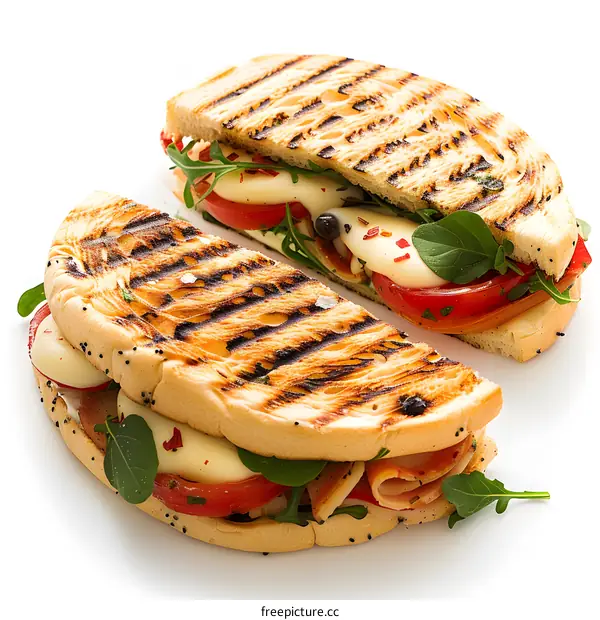 Delicious grilled panini with vegetables and cheese