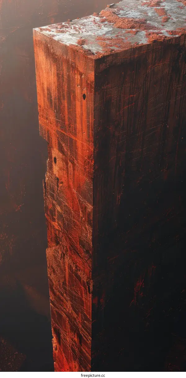 Monolith in a surreal red landscape
