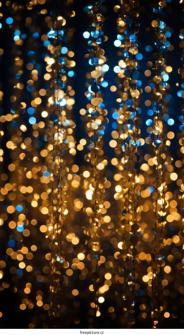 Blue and gold bokeh background