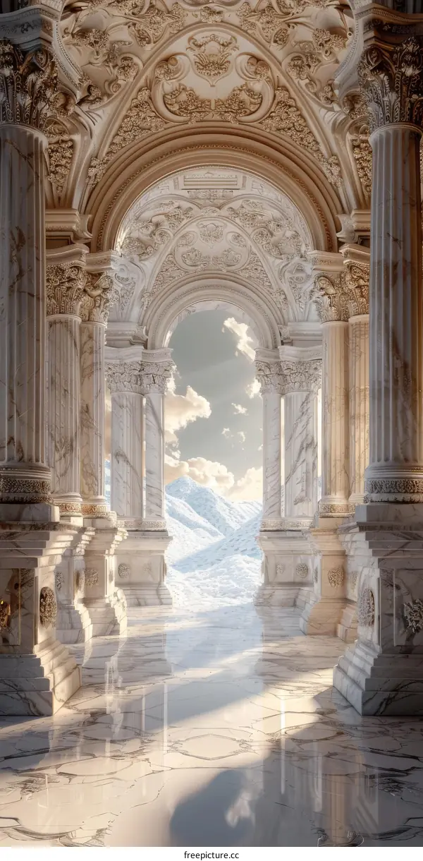 Majestic Ancient Architecture Interior Illustrative Art