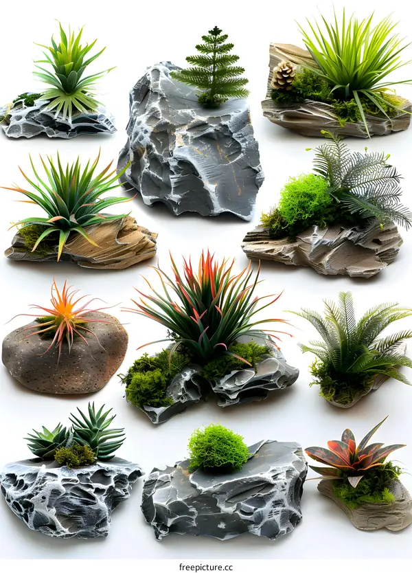 Green Plants On Stone Decoration Collection