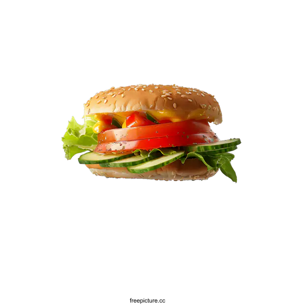 [Transparent Background PNG]Fresh and Delicious Veggie Burger