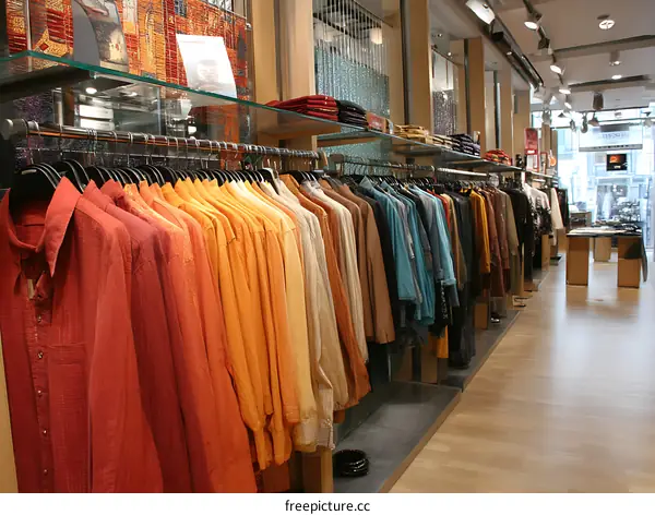 Colorful Clothing Display in a Fashion Store