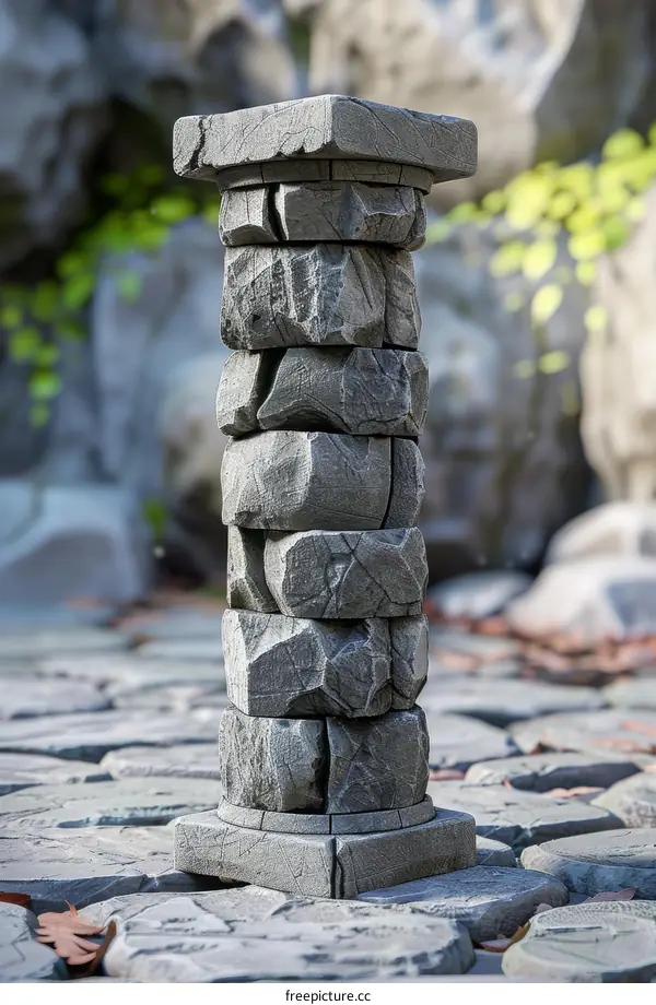 A Stone Pillar Stands on a Stone Platform
