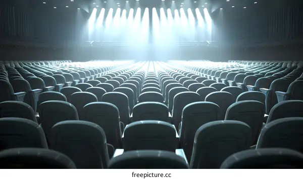 Empty Auditorium Seats With Stage Lights