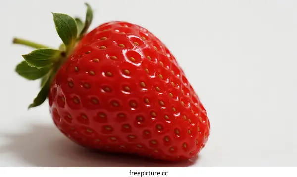 A Fresh and Juicy Red Strawberry with Green Leaves