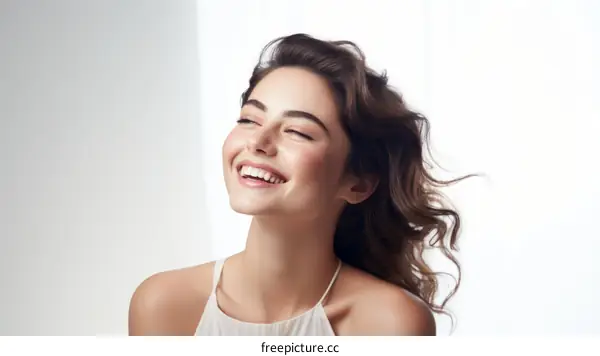 Beautiful Brown Haired Woman with Bright Smile