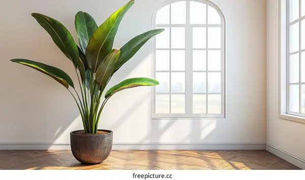 Elegant Interior Design with Large Houseplant