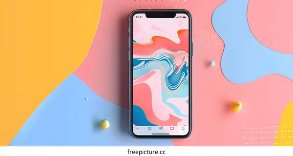 Abstract Phone Background with Colorful Shapes