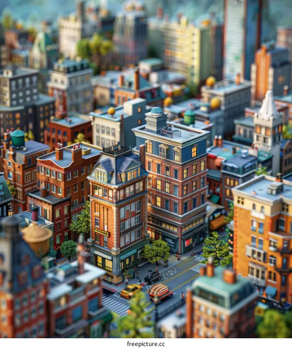 Miniature Cityscape Model with People