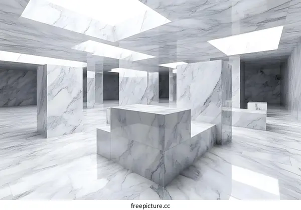 Abstract White Marble Interior Design