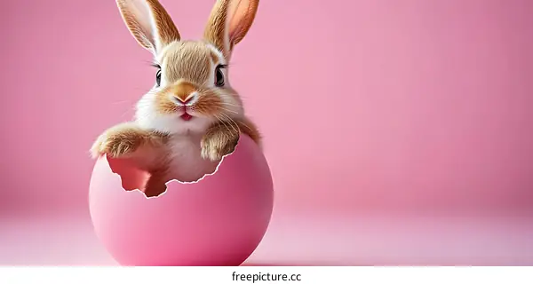 Adorable Easter Bunny in a Pink Egg
