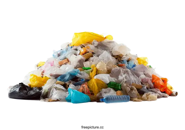 [Transparent Background PNG]Pile of Mixed Colorful Plastic Waste and Garbage