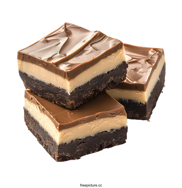 [Transparent Background PNG]Three chocolate caramel slices