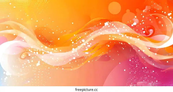 Orange and Pink Abstract Background with White Waves