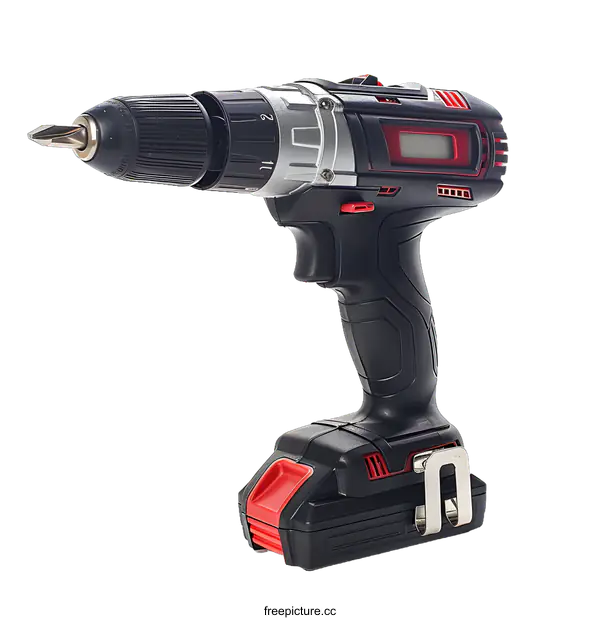 [Transparent Background PNG]Cordless Drill with Battery Isolated on White Background