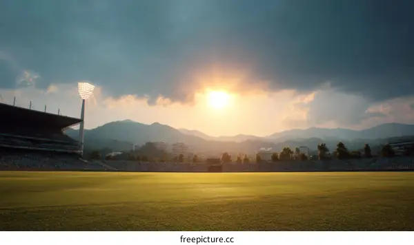 Sunset over a Stadium with Spectators