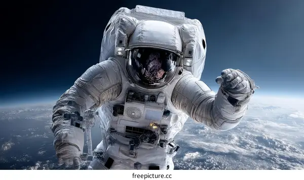Astronaut in Space Suit in Outer Space