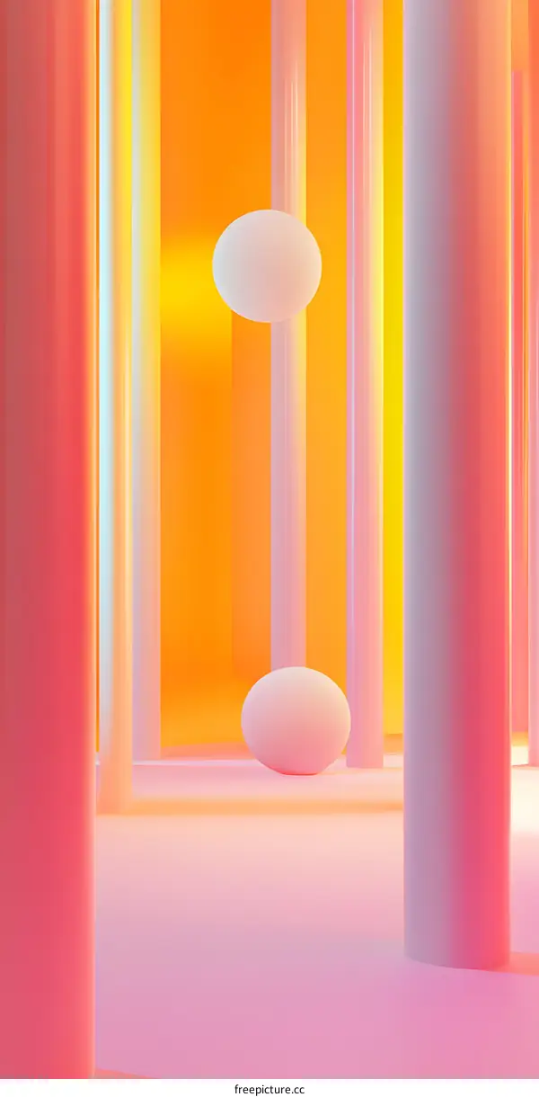 Abstract 3D Render with Gradient Colored Cylinders