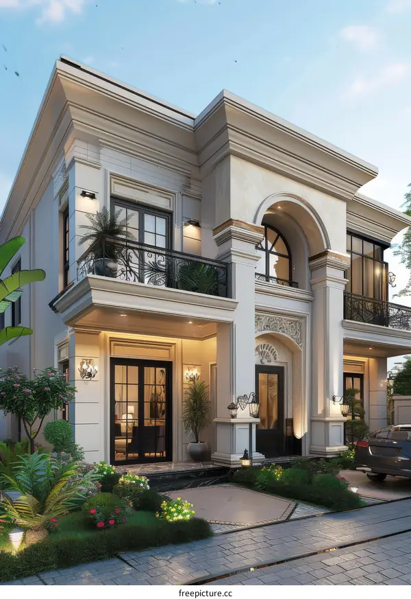 Elegant Colonial Style House Exterior Design
