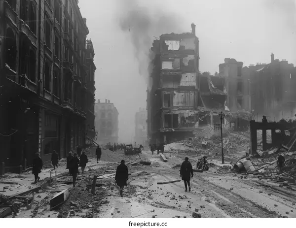 Aftermath of the German bombing of London in World War II