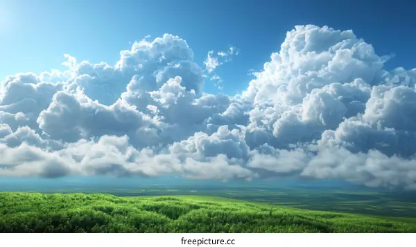 Beautiful Summer Landscape With Green Hills And Blue Sky