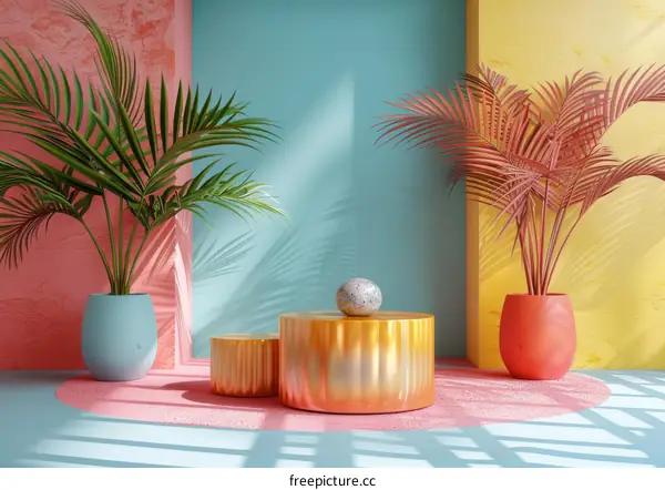 Geometric Shapes and Plants: A Modern Design