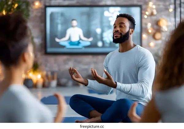 Group of People Practicing Yoga at Home
