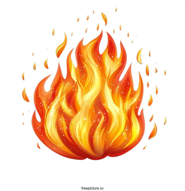 [Transparent Background PNG]Vibrant Flame Illustration Against a transparent background