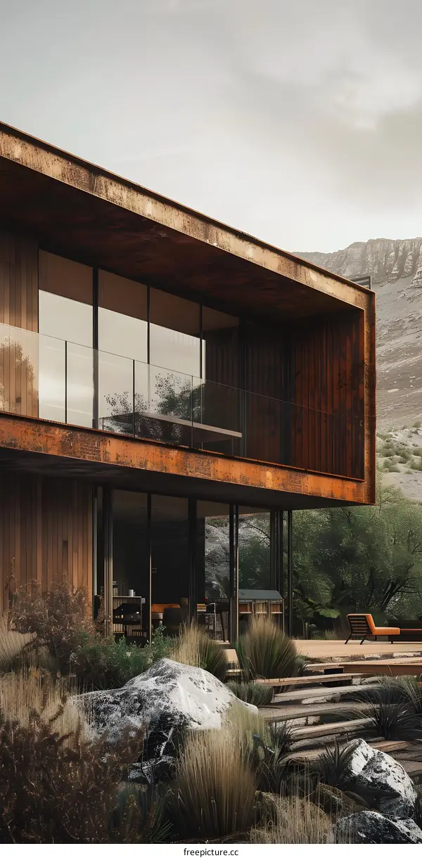 Modern Minimalist Home With Rusty Exterior