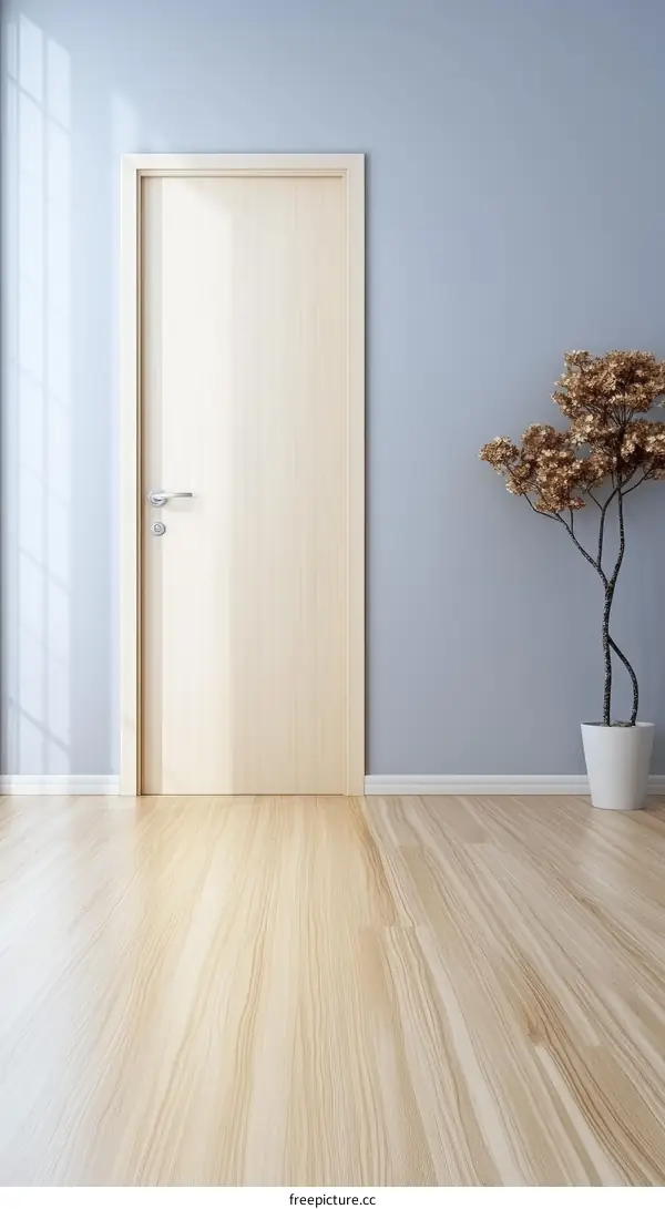 Modern Minimalist Interior Design with Wooden Door