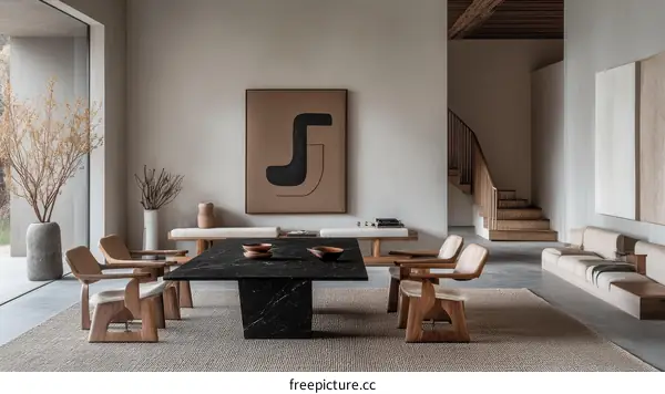 Modern Minimalist Dining Area with Natural Elements
