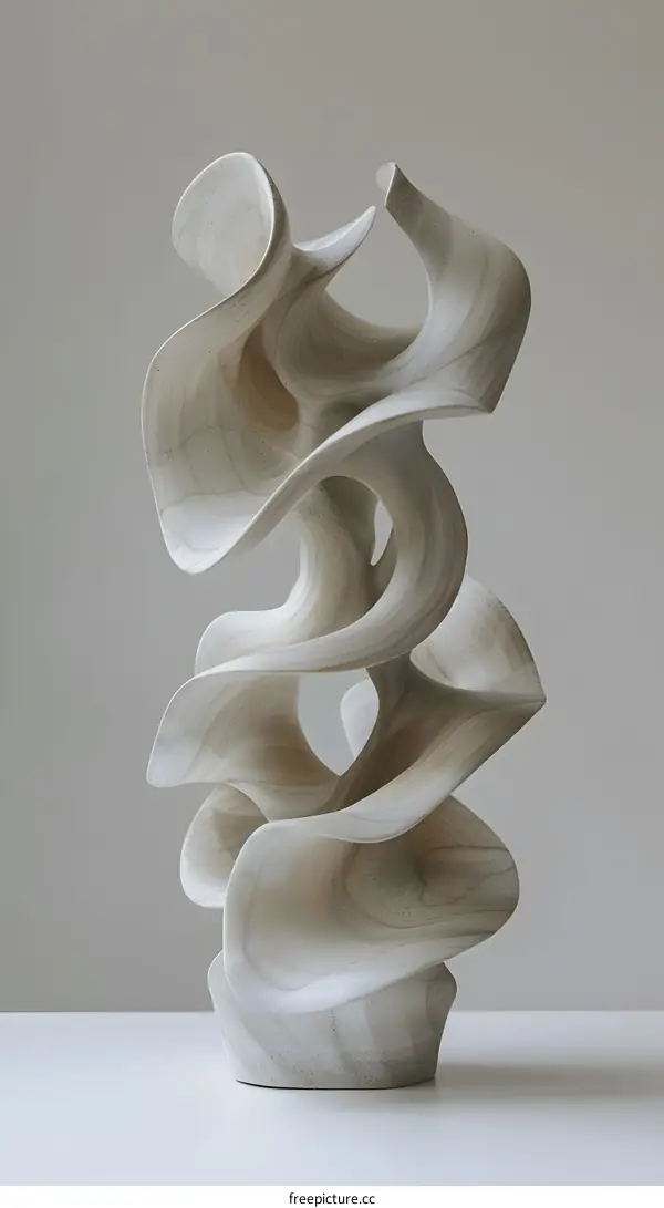 Abstract Wooden Sculpture on White Background