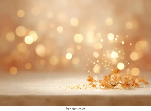 Golden Bokeh Background with Dried Flowers