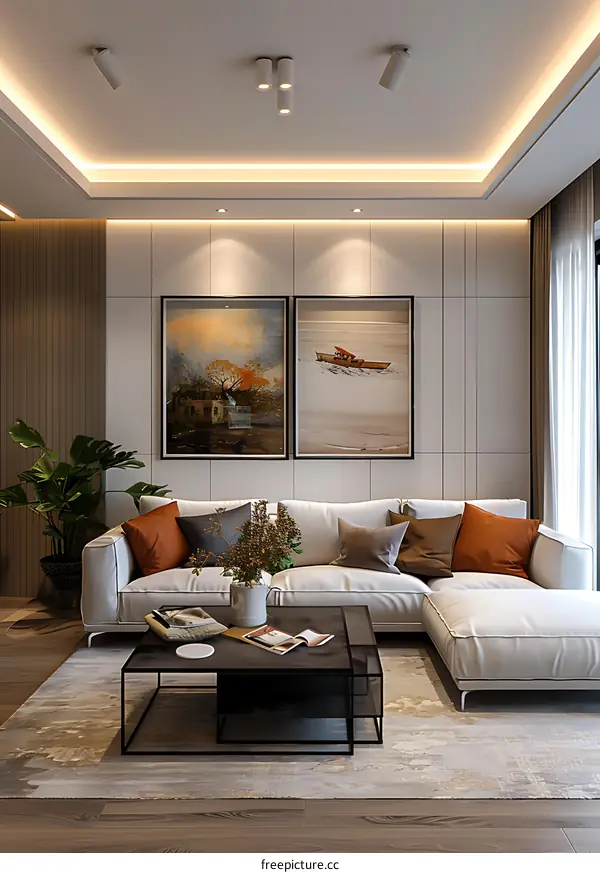 A modern and minimalist living room