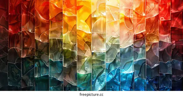 Wall of Vibrant Rectangular Glass Pieces