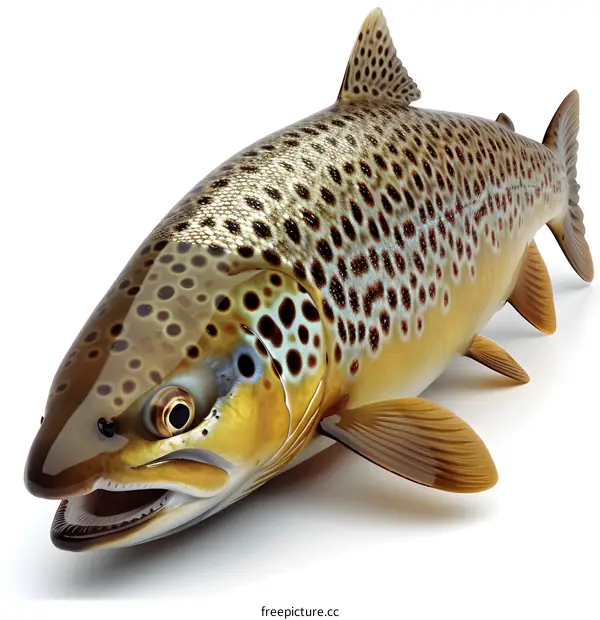 brown trout isolated on white background