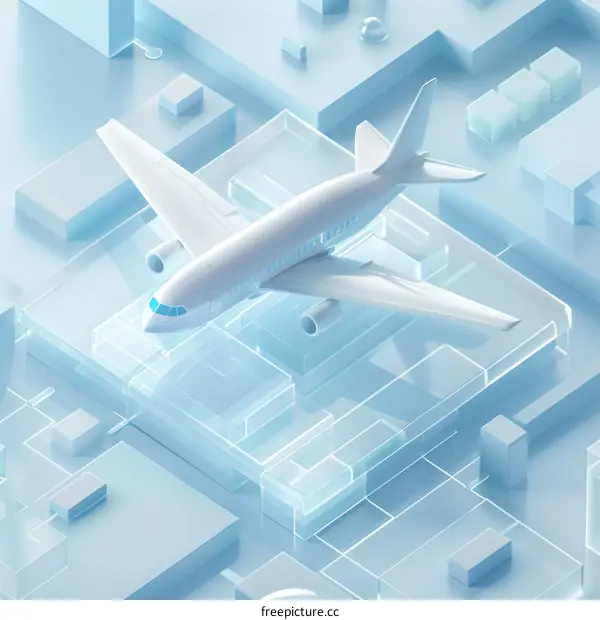 3D rendering of an airplane on a runway