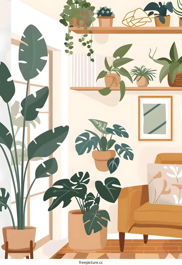 Living Room Interior Design with Plants