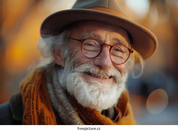 Smiling Elderly Man Portrait Outdoor