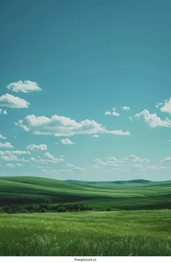 Expansive Grasslands under a Blue Sky