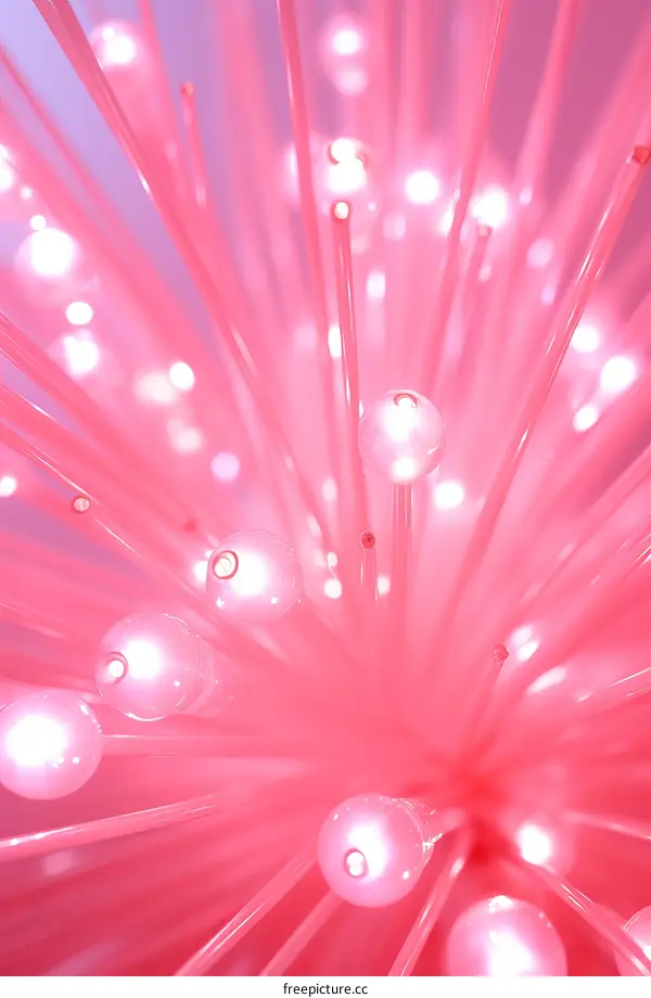 Pink glass sculpture with round shapes