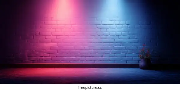 Neon Light Brick Wall Scene Illustration
